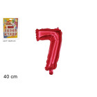 Pallone numero 7 SETTE - ROSSO in MYLAR foil - PALLONCINO numerale 41cm