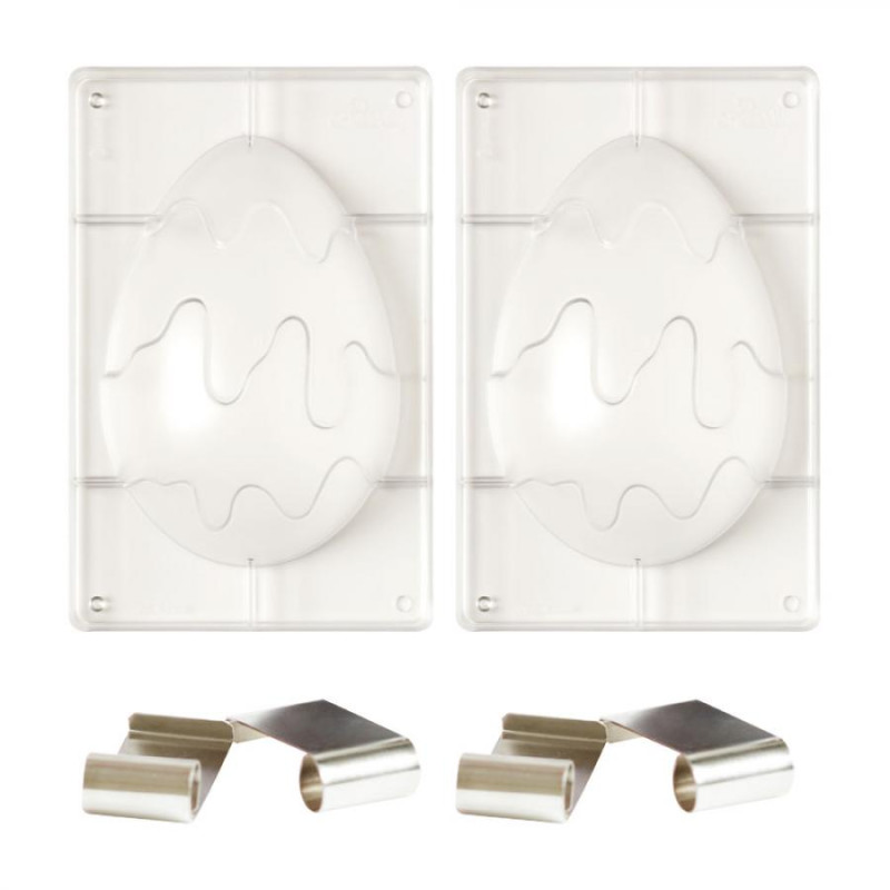 Kit Stampo per Uovo DECORATO con colature di Cioccolato in policarbonato - 250gr