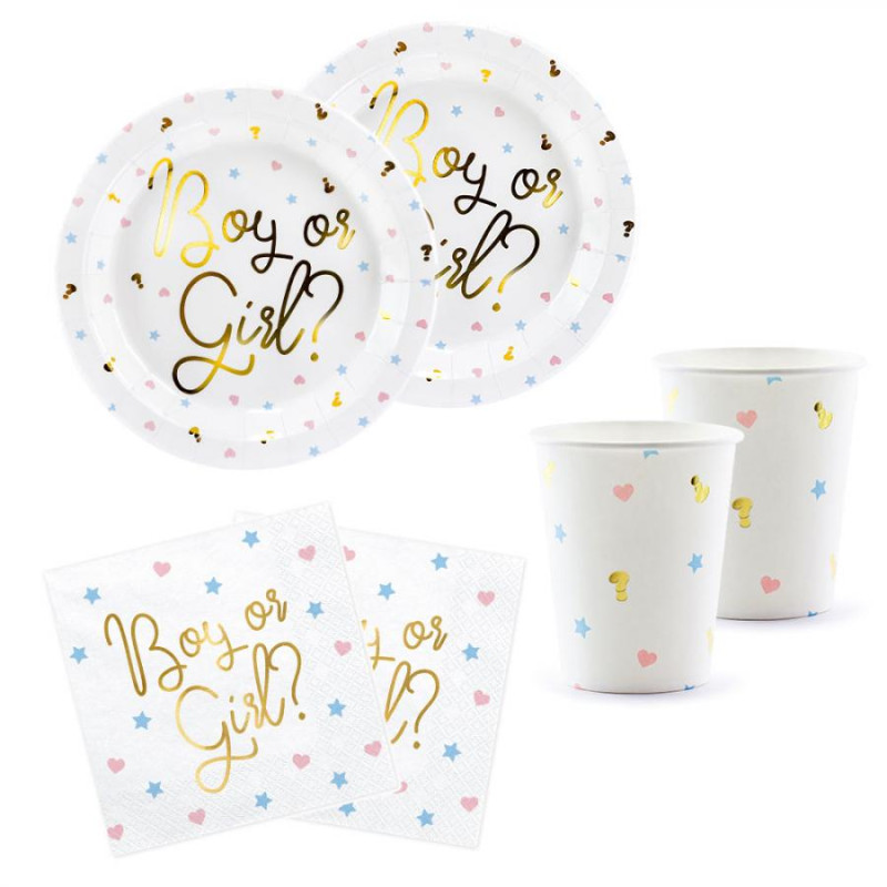Coordinato tavola GENDER REVEAL Boy or Girl piatti bicchieri tovaglioli