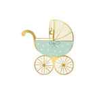 20 Tovaglioli in carta a forma di CARROZZINO celeste azzurro e oro nascita bimbo