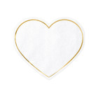 20 Tovaglioli in carta a forma di CUORE bianco e oro - 14x12cm