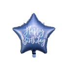 Palloncino foil mylar stella BLU e ARGENTO HAPPY BIRTHDAY 40cm