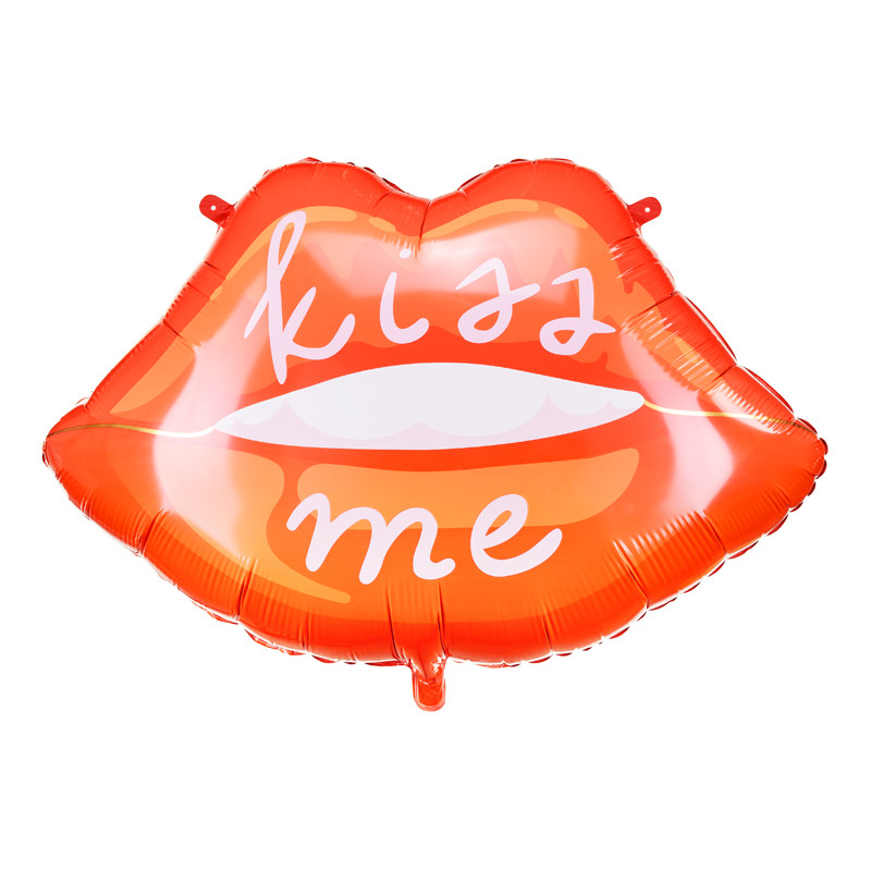 PALLONCINO pallone in foil Mylar a forma di LABBRA bacio ROSSO e scritta KISS ME