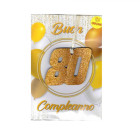 Biglietto d'auguri augurale compleanno 80 anni - con ciondolo in legno 80
