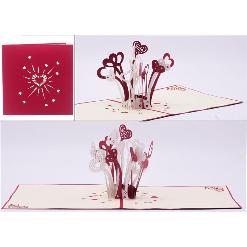 Biglietto augurale ORIGAMO HEARTS EXPLOSION matrimonio amore - realizzato a mano