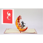 Biglietto augurale ORIGAMO LOVE ON THE MOON matrimonio amore - realizzato a mano