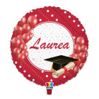 Pallone LAUREA Rosso e BIANCO con Tocco e Pergamena in Mylar 45cm gonfiabile elio