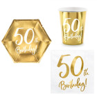 Coordinato tavola 50 Anni Oro Lucido feste piatti bicchieri tovaglioli