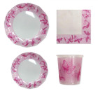 Coordinato feste tavola FARFALLE PINK -  piatti bicchieri tovaglioli