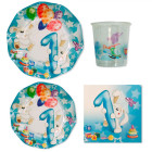 Coordinato feste tavola 1 Compleanno celeste bambino piatti bicchieri tovaglioli