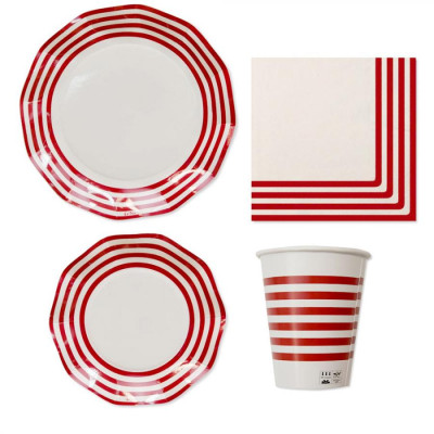 Coordinato feste tavola NAVY ROSSO marinaio piatti bicchieri tovaglioli