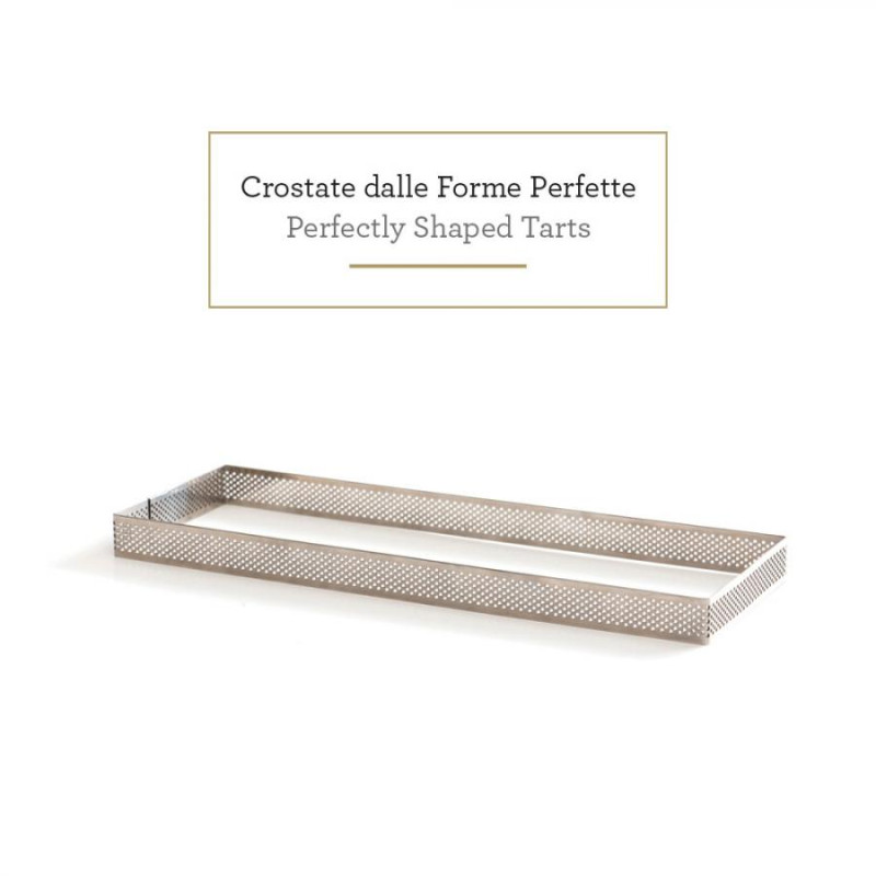 Sagoma microforata rettangolare - CROSTATA - 8x19xh3,5cm- Fascia in acciaio inox
