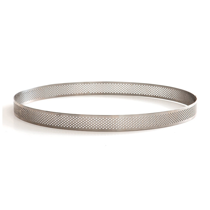 Sagoma microforata tonda - cerchio CROSTATA - Ø24xh3,5cm- Fascia in acciaio inox