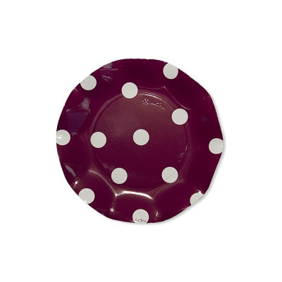 10 Piatti POIS PRUGNA in carta monouso Ø21cm - addobbo decoro tavola