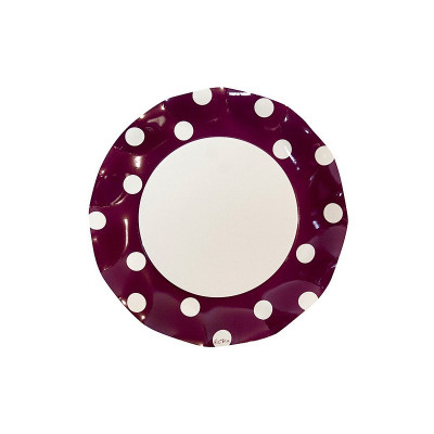 10 Piatti POIS PRUGNA in carta monouso Ø27cm - addobbo decoro tavola