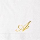 16 Tovaglioli in carta Bianchi con Lettera A oro LUCIDO - 25x25cm - 2 veli