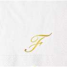 16 Tovaglioli in carta Bianchi con Lettera F oro LUCIDO - 25x25cm - 2 veli