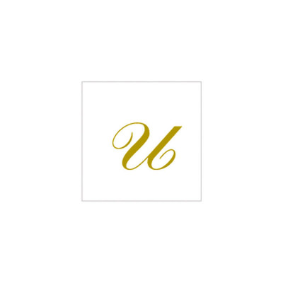 20 Tovaglioli in carta Bianchi con Lettera U oro satinato - 25x25cm - 2 veli