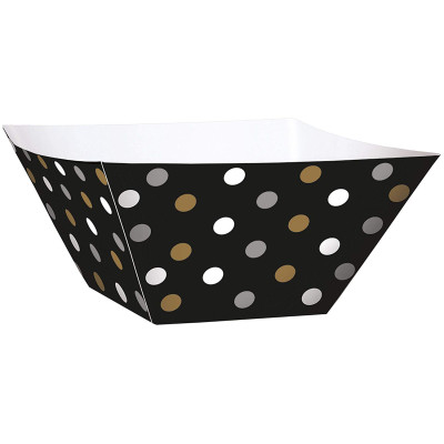 24 Ciotole quadrate NERE pois oro e Argento  - Contenitore in Carta per alimenti