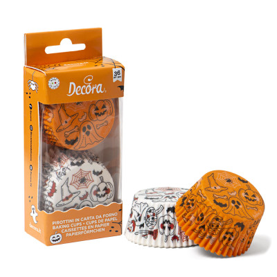 36 pirottini in carta forno HALLOWEEN - per Cupcake, muffin 5x3,2cm