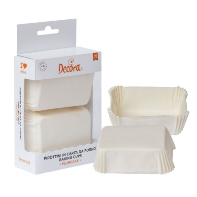 36 pirottini PLUM CAKE in carta forno BIANCO per muffin e dolcetti 80x50xh32mm