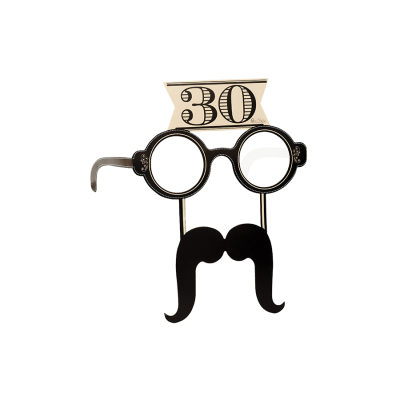 4 Occhiali in Carta 30 ANNI con baffi - idea scherzo gadget per feste compleanno