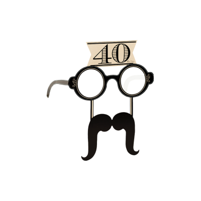4 Occhiali in Carta 40 ANNI con baffi - idea scherzo gadget per feste compleanno