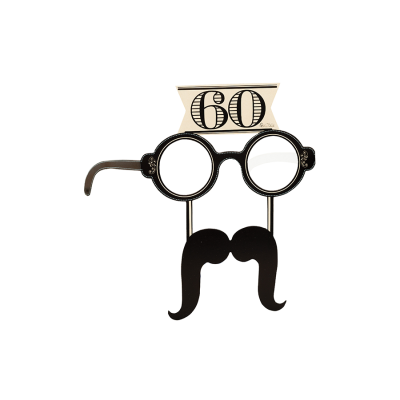 4 Occhiali in Carta 60 ANNI con baffi - idea scherzo gadget per feste compleanno