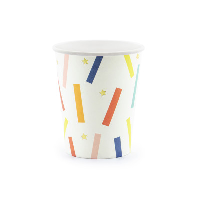 6 Bicchieri in cartoncino a Tema CORIANDOLI per feste compleanno bambini