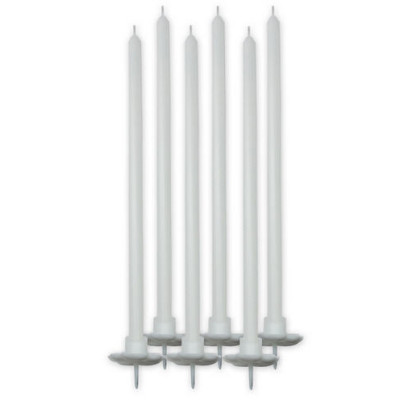 6 Candele Stelo Bianche - Maxi H20cm