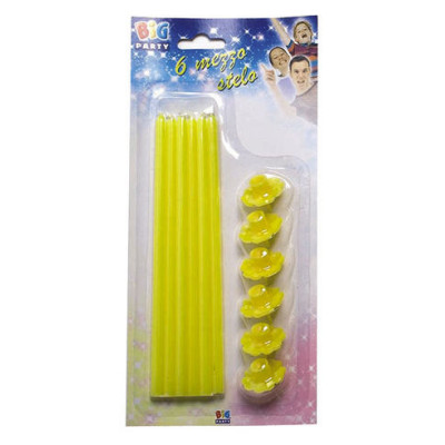 6 Candele Stelo Gialle - Maxi H20cm