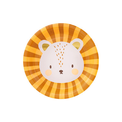 6 Piatti in cartoncino a forma di Faccia Leone Leoncino per feste bambini