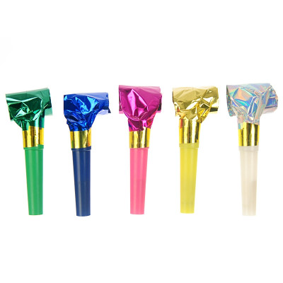6 Trombette FISCHIETTI a LINGUA per feste CARNEVALE - colori assortiti (lucido)