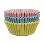 60 pirottini Rosa Gialle e Azzurro in carta forno per Cupcake, muffin 7x2,5cm