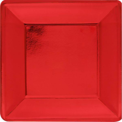 8  Piatti ROSSO Lucido in carta monouso 19x19cm - addobbo decoro tavola