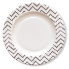 8 PIATTI ARGENTO Ø21cm in carta - CHEVRON SILVER - addobbo decoro tavola