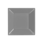 8 Piatti Argento Satinato in plastica riutilizzabile - patto quadrato 18x18cm