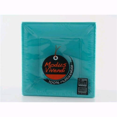 8 Piatti fondi Acqua Marina in plastica riutilizzabile - patto fondo quadrato 18x18cm