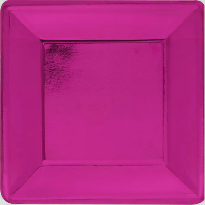 8 Piatti Fuxia Fucsia Lucido in carta monouso 19x19cm - addobbo decoro tavola