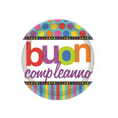 8 Piatti in carta 18cm BUON COMPLEANNO in carta - addobbo decoro tavola