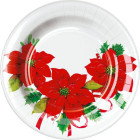 8 PIATTI Ø23cm in carta Bianco con stella di natale Rossa tavola natalizia