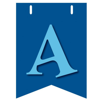 Bandiera LETTERA A in carta CELESTE - per la composizione di Festone personalizzato o composizione di NOME