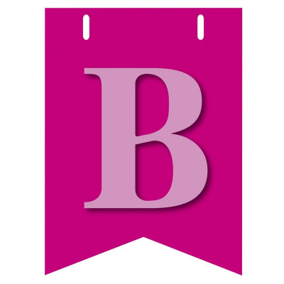 Bandiera LETTERA B in carta ROSA - per la composizione di Festone personalizzato o composizione di NOME