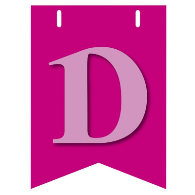 Bandiera LETTERA D in carta ROSA - per la composizione di Festone personalizzato o composizione di NOME