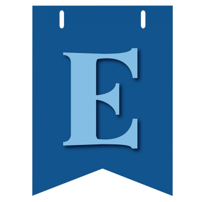 Bandiera LETTERA E in carta CELESTE - per la composizione di Festone personalizzato o composizione di NOME