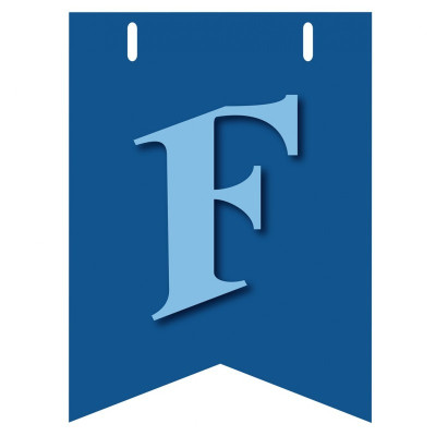 Bandiera LETTERA F in carta CELESTE - per la composizione di Festone personalizzato o composizione di NOME