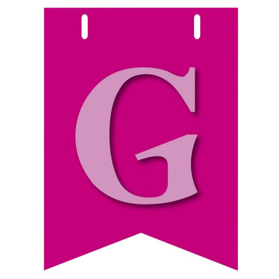 Bandiera LETTERA G in carta ROSA - per la composizione di Festone personalizzato o composizione di NOME