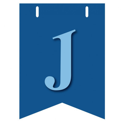 Bandiera LETTERA J in carta CELESTE - per la composizione di Festone personalizzato o composizione di NOME