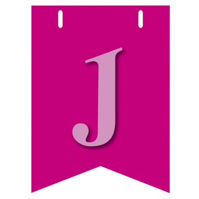 Bandiera LETTERA J in carta ROSA - per la composizione di Festone personalizzato o composizione di NOME