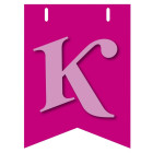 Bandiera LETTERA K in carta ROSA - per la composizione di Festone personalizzato o composizione di NOME